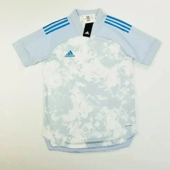 Adidas Small Primeblue Men's Pale Blue Short Sleeve Logo Jersey CON20 JSY PB - Picture 1 of 11